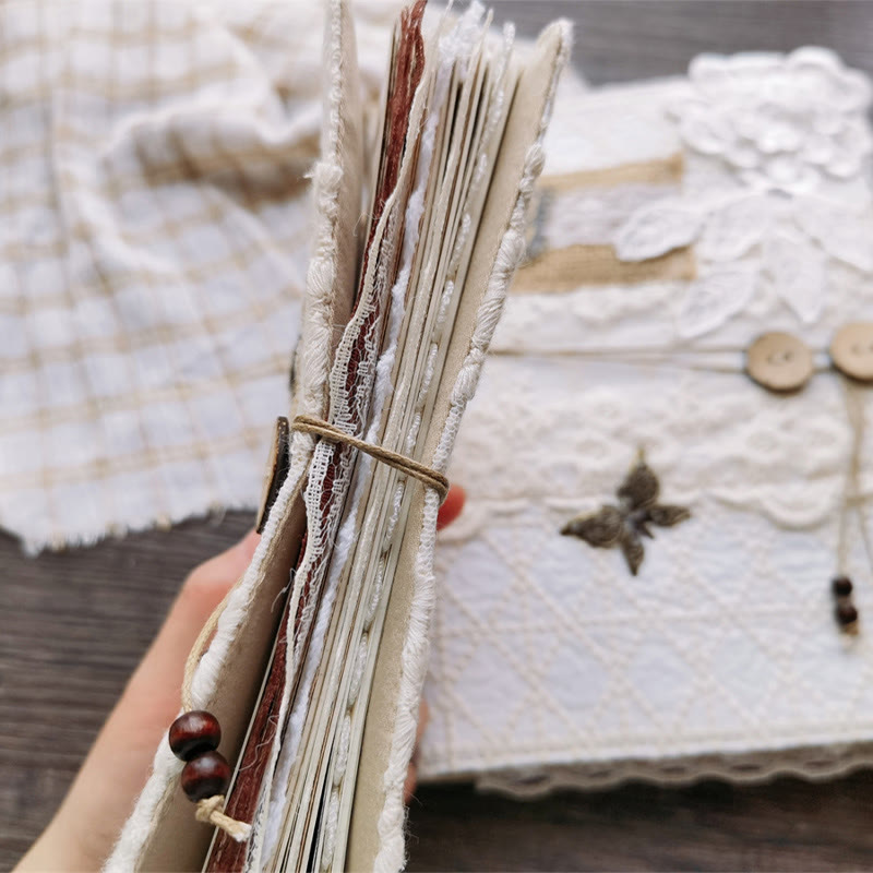 A5/ A6 Leaf Butterfly Lace Cloth Cover For Journal Notebook