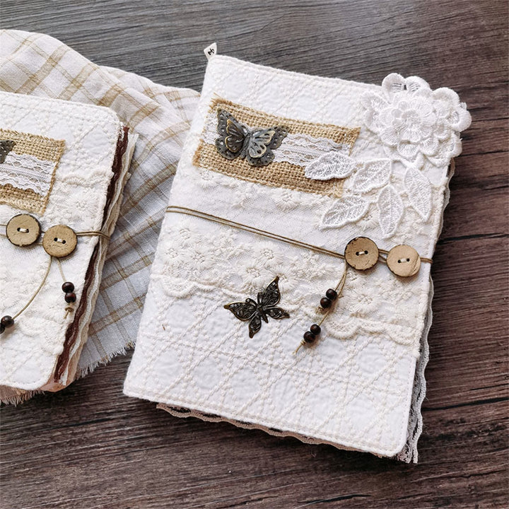 A5/ A6 Leaf Butterfly Lace Cloth Cover For Journal Notebook