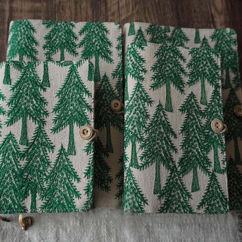 A6/ A5 Embroidered Pine Tree Cloth Cover Notebook For Journal