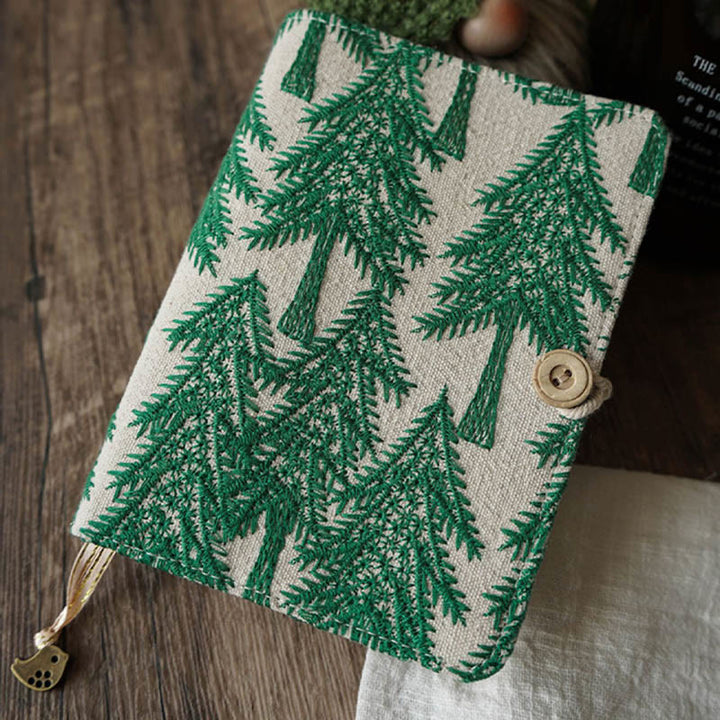 A6/ A5 Embroidered Pine Tree Cloth Cover Notebook For Journal