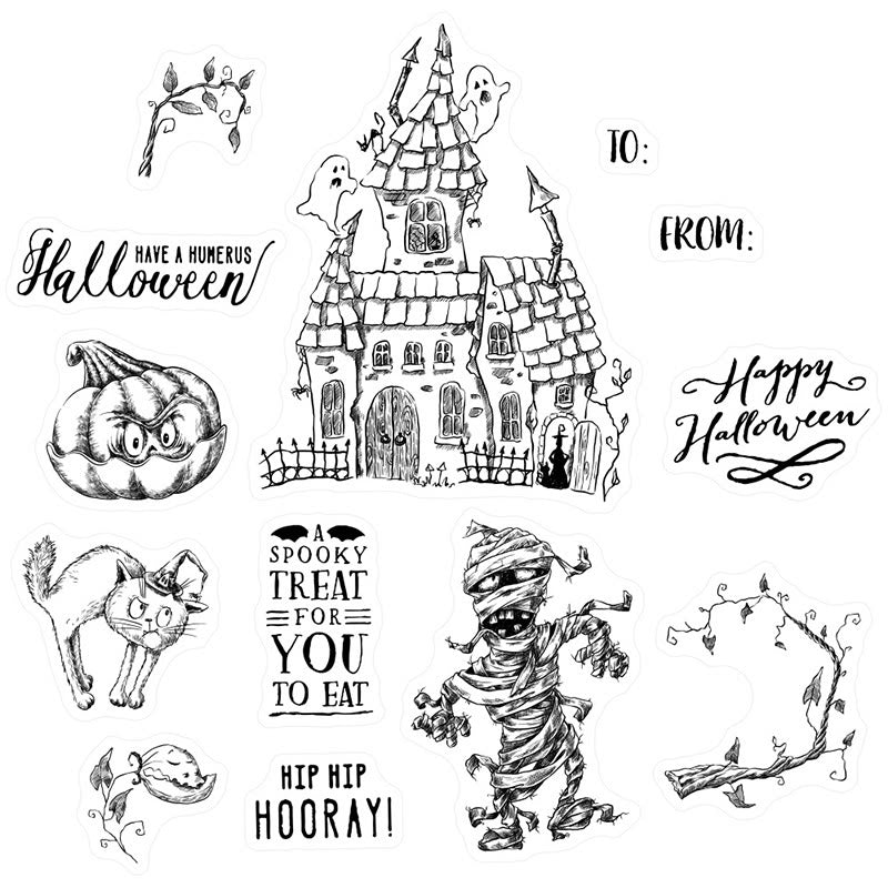 Halloween Haunted House Stamp Cutting Dies Set For Greeting Cards