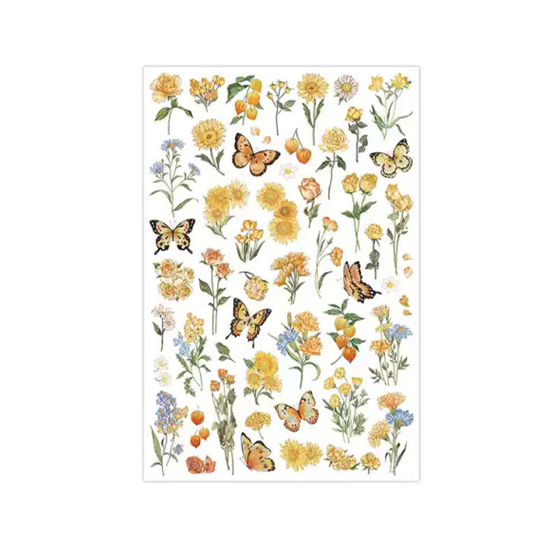 Natural Flowers Plants Butterflies Rub On Transfer Sticker Scrapbook Journal Supplies