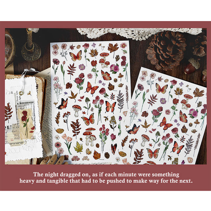 Natural Flowers Plants Butterflies Rub On Transfer Sticker Scrapbook Journal Supplies