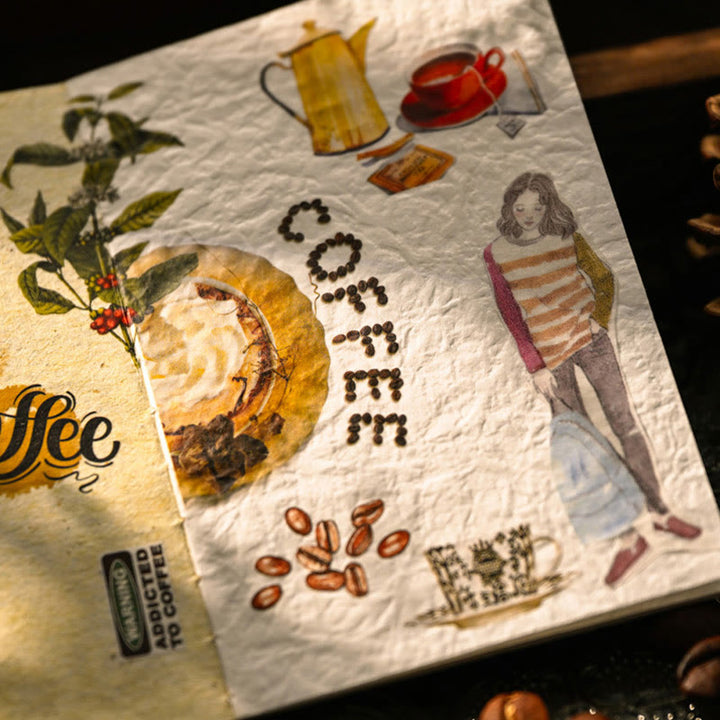 Vintage Coffee Theme Rub-on Sticker Journal Scrapbook Sticker