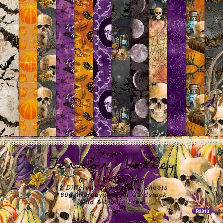 Happy Halloween Series Paper Set Purple Skull Decorative Journaling Paper