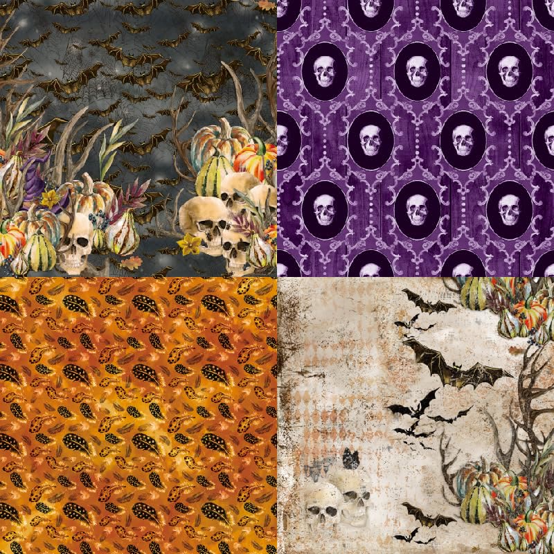 Happy Halloween Series Paper Set Purple Skull Decorative Journaling Paper