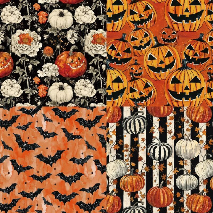 Black Halloween Series Paper Set Cobweb Pumpkin Decorative Journaling Paper