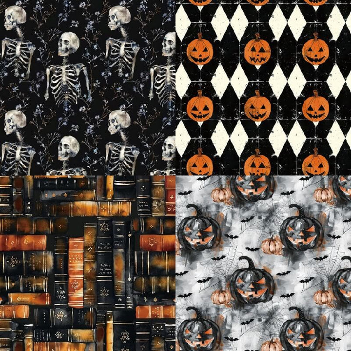 Black Halloween Series Paper Set Cobweb Pumpkin Decorative Journaling Paper