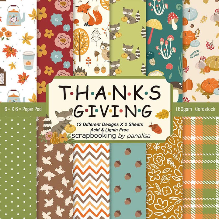 Thanksgiving Series Paper Set Cartoon Pattern Decorative Journaling Paper