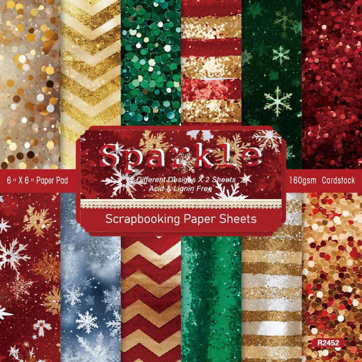 Merry Christmas Series Paper Set Sparkle Decor Journaling Background Paper