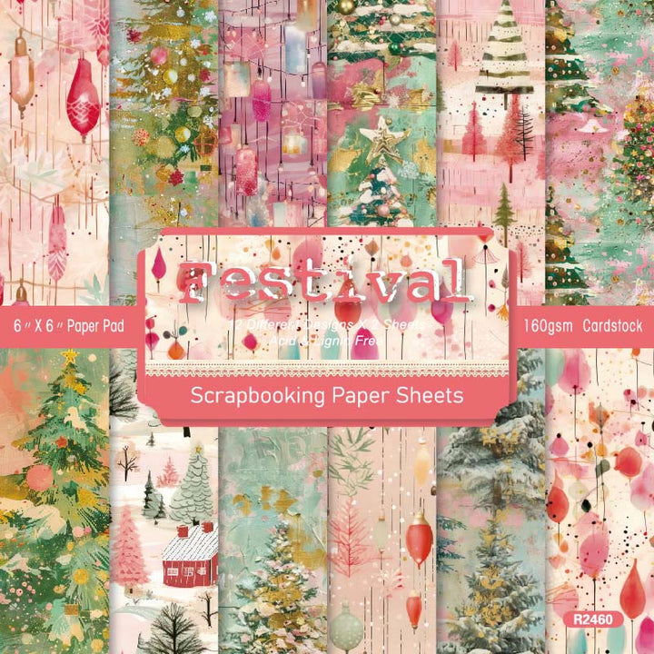 Pink Christmas Series Paper Set Festival Celebration Decorative Journaling Paper