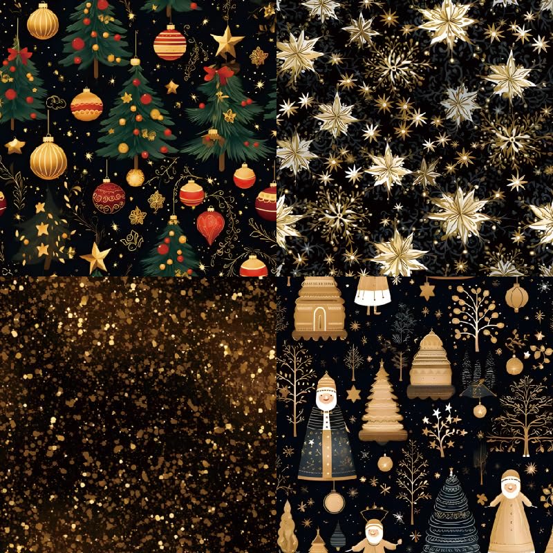 Merry Christmas Series Paper Set Gold Candles Decorative Journaling Paper