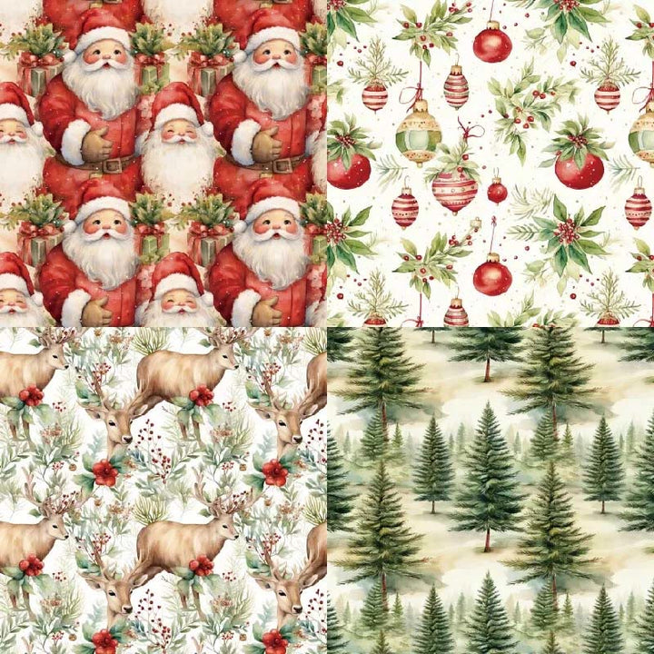 Merry Christmas Series Paper Set Santa Claus Decorative Journaling Paper