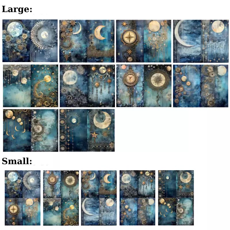 Astrocosmic Star Moon Blue Background Series Paper Decorative Journaling Paper