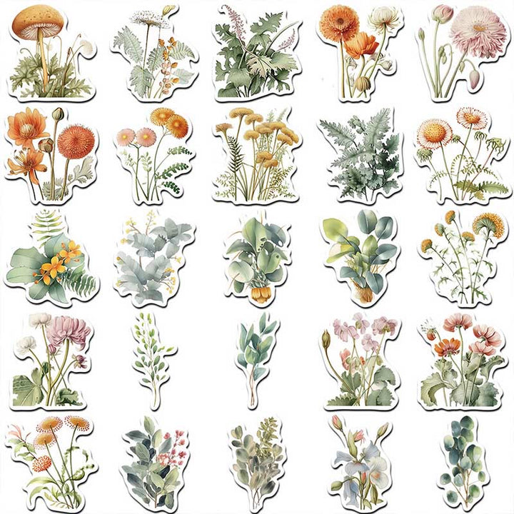 50pcs Cartoon Green Plant Series Sticker For DIY Journal Decor