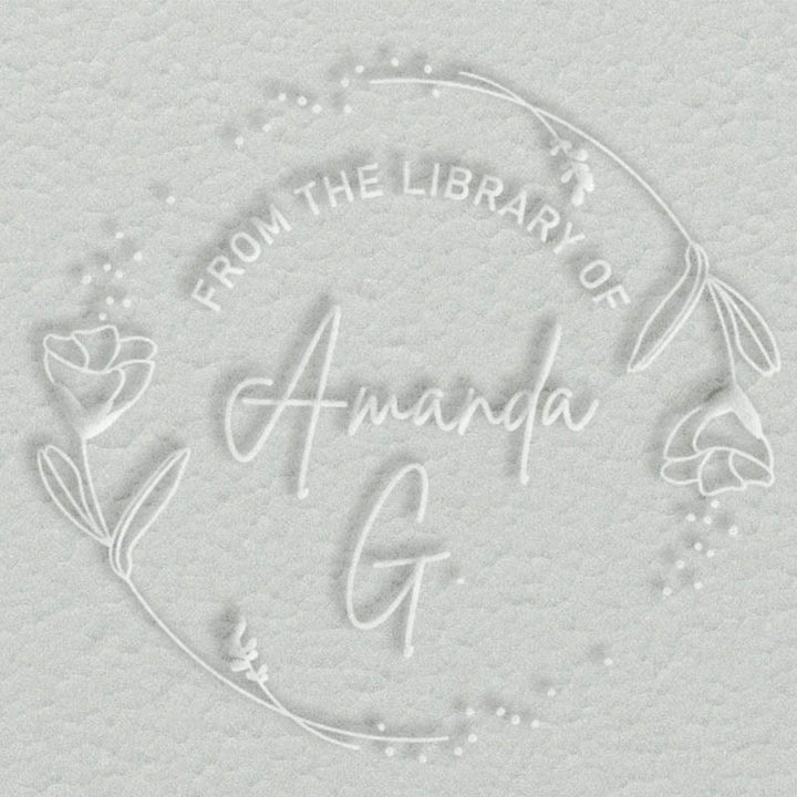 Personalized Flowers Around Book Embosser Stamp With Name And Text