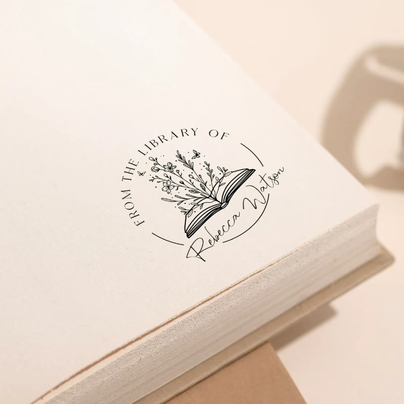 Personalized Wooden Stamp With Name And Text For Book Lovers