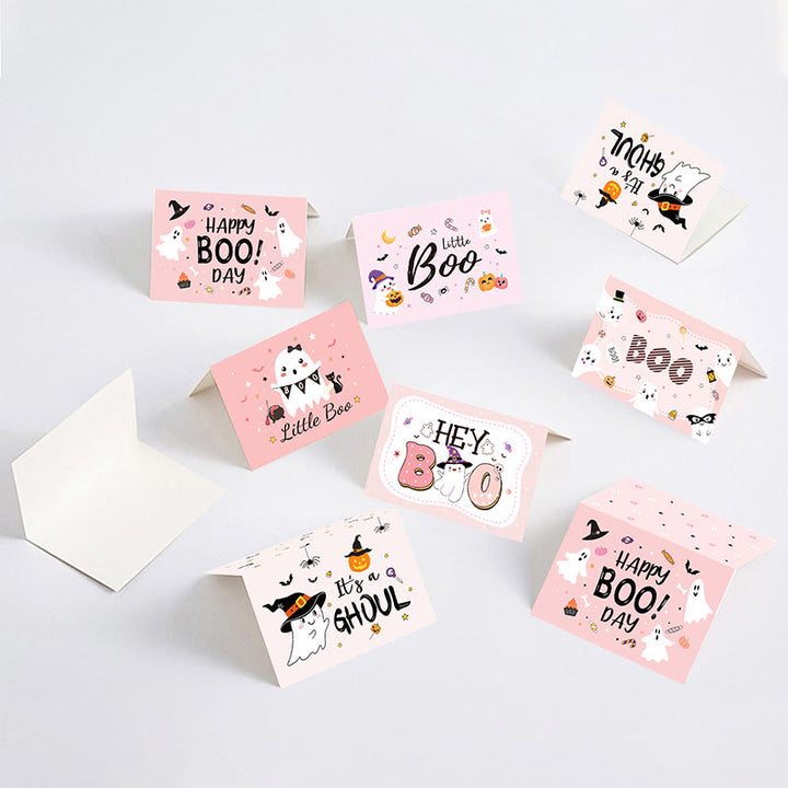 24pcs Set Cute Ghost Greeting Cards With Envelopes And Stickers