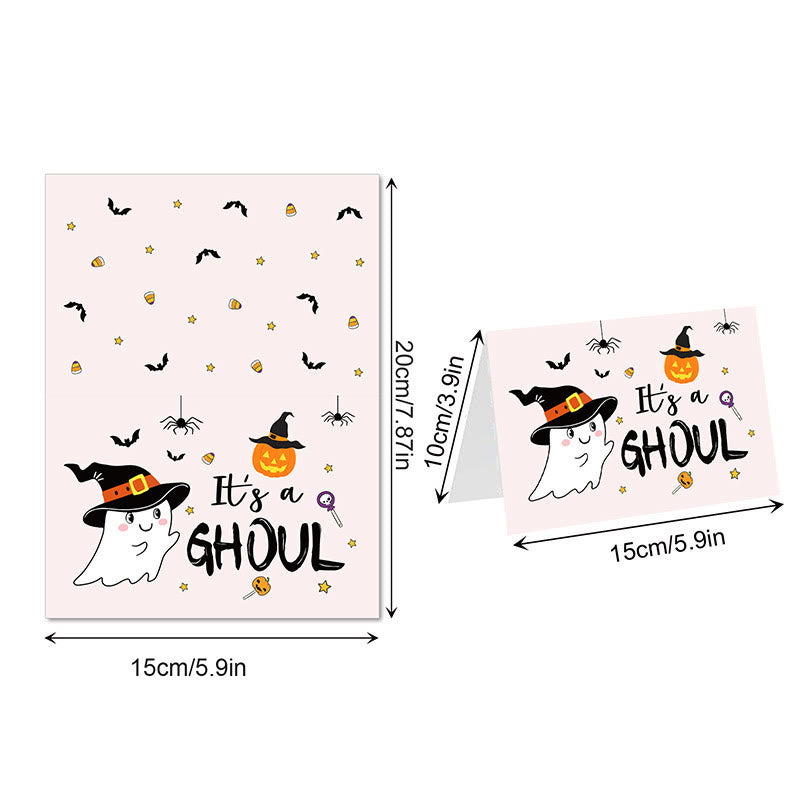 24pcs Set Cute Ghost Greeting Cards With Envelopes And Stickers