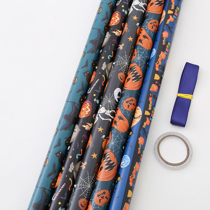 Halloween Pumpkin Theme Cartoon Pattern Printed Wrapping Paper Holiday Gift