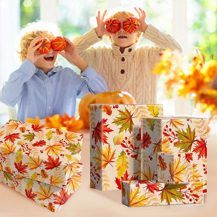 Autumn Maple Theme Cartoon Pattern Printed Wrapping Paper Holiday Gift