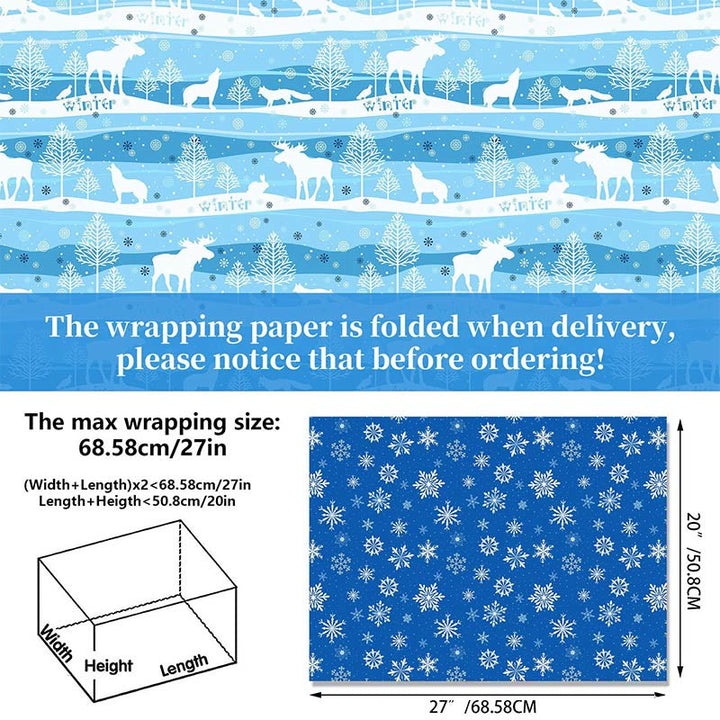 Blue Snowflake Theme Cartoon Pattern Printed Wrapping Paper Holiday Gift