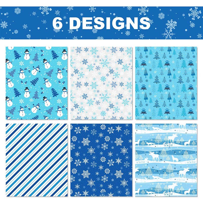 Blue Snowflake Theme Cartoon Pattern Printed Wrapping Paper Holiday Gift