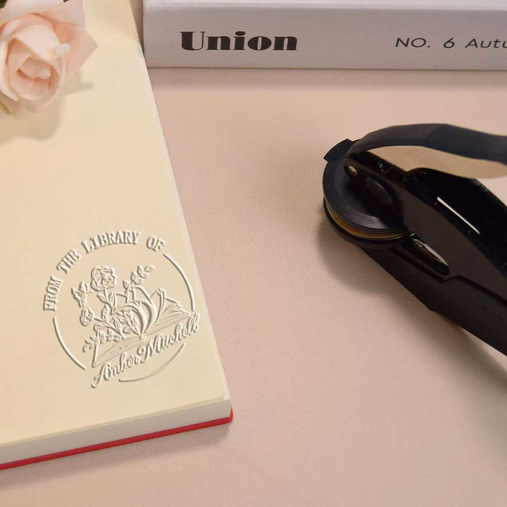 Personalized Butterfly And Rose Book Embosser With Name For Writers