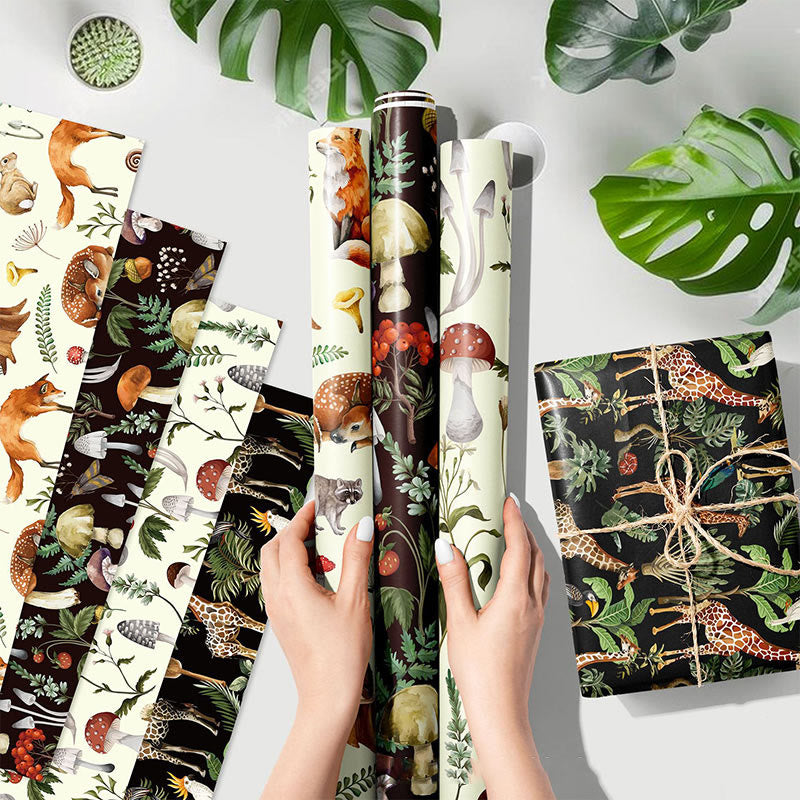 Watercolor Mushroom Theme Cartoon Pattern Printed Wrapping Paper Holiday Gift