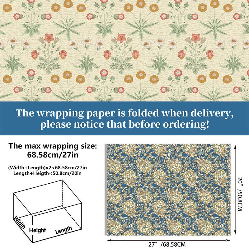 Flowers And Vines Theme Cartoon Pattern Printed Wrapping Paper Holiday Gift