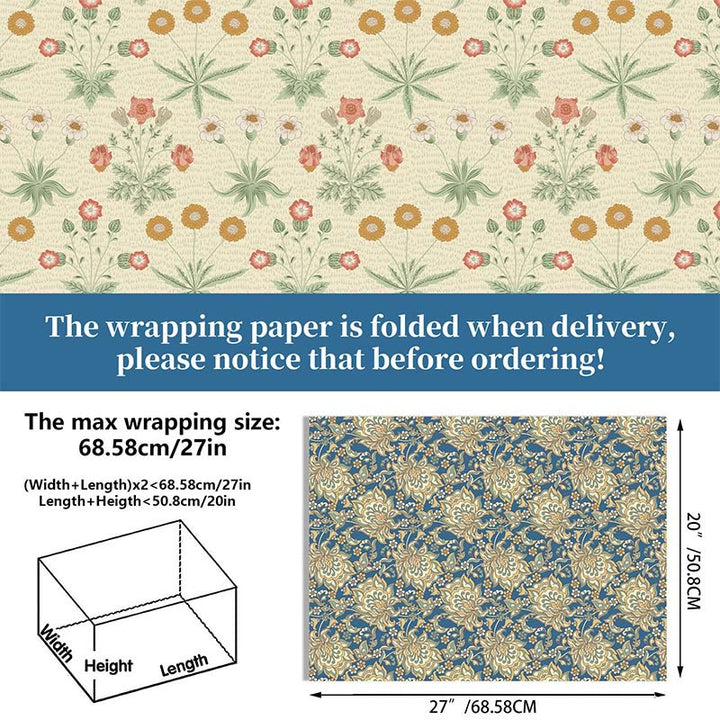 Flowers And Vines Theme Cartoon Pattern Printed Wrapping Paper Holiday Gift