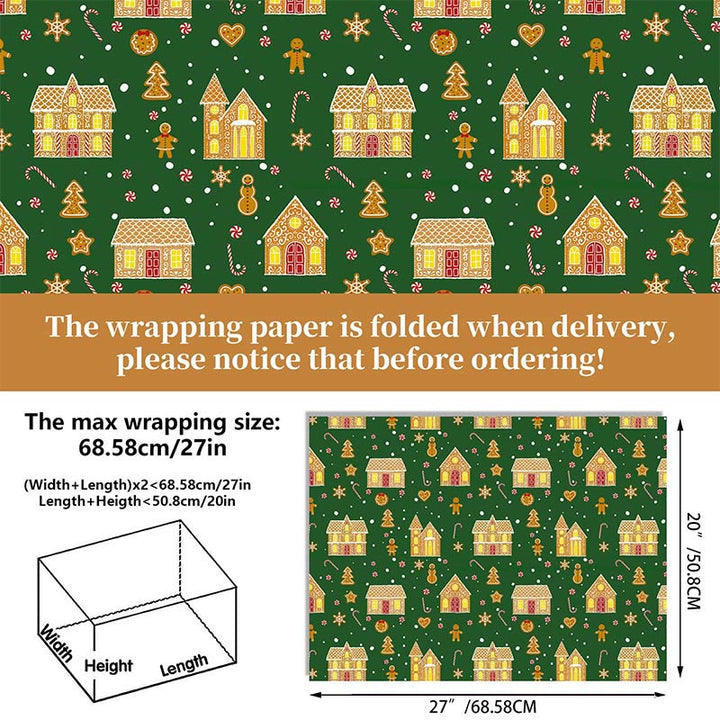 Ginger Biscuit Theme Cartoon Pattern Printed Wrapping Paper Holiday Gift