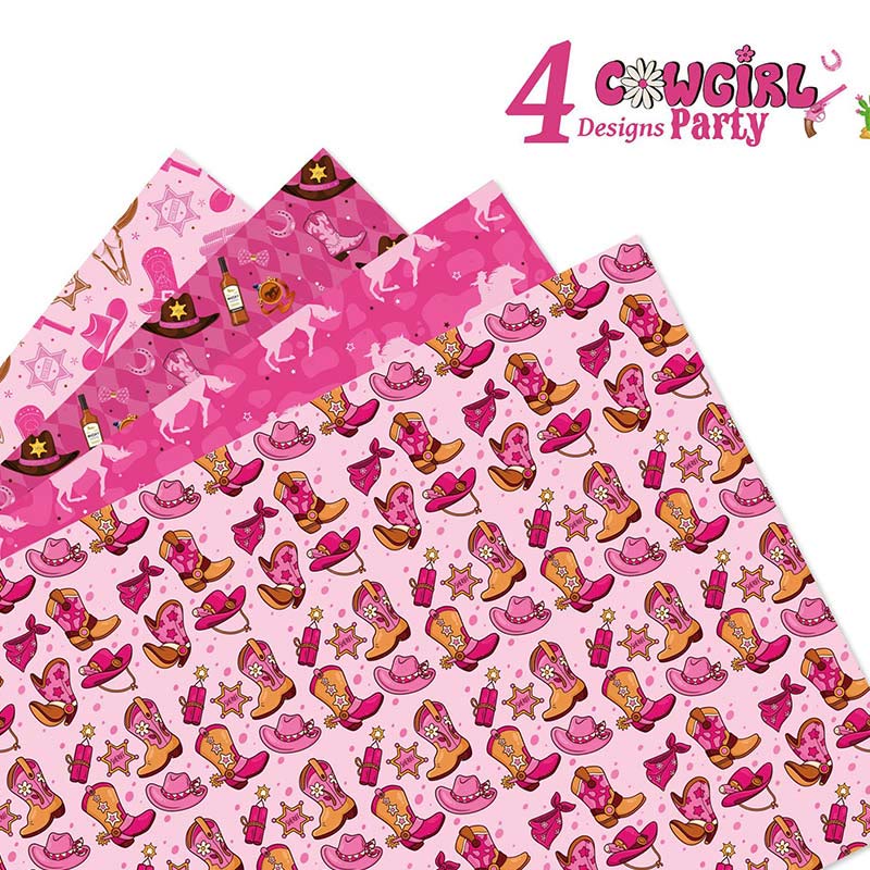 Western Cowgirl Theme Cartoon Pattern Printed Wrapping Paper Holiday Gift