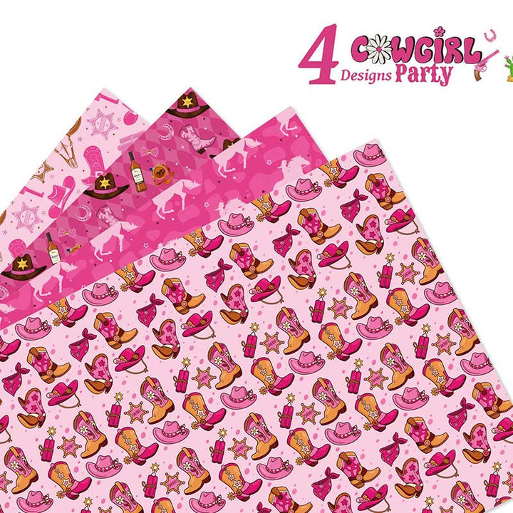 Western Cowgirl Theme Cartoon Pattern Printed Wrapping Paper Holiday Gift