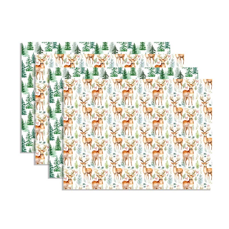 Deer And Pine Theme Cartoon Pattern Printed Wrapping Paper Holiday Gift