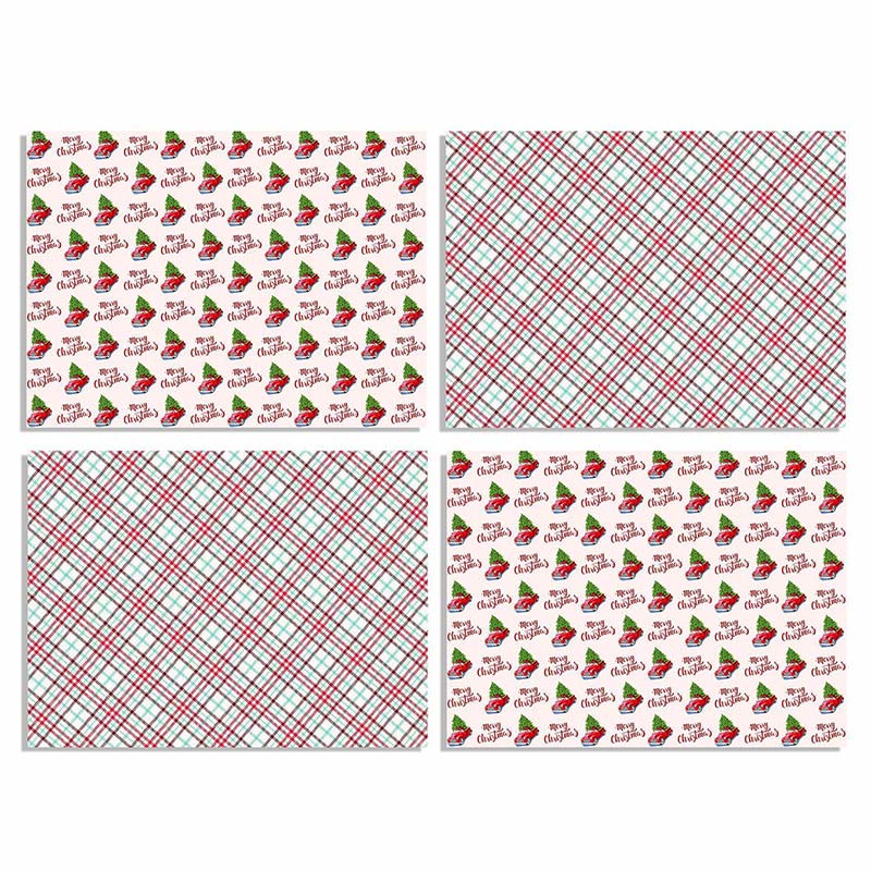 Christmas Grid Theme Cartoon Pattern Printed Wrapping Paper Holiday Gift