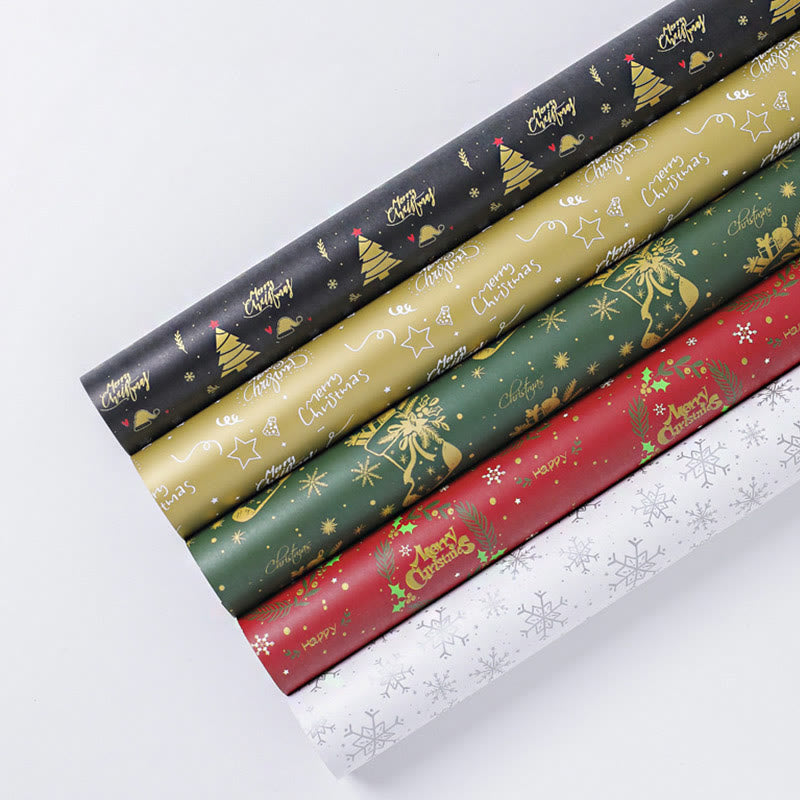 5pcs Christmas Theme Cartoon Pattern Printed Wrapping Paper Holiday Gift