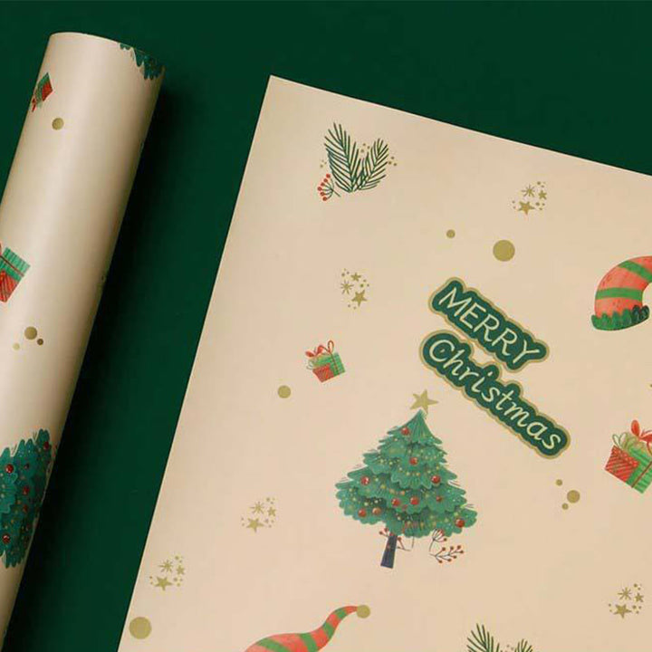 5pcs Christmas Theme Cartoon Pattern Printed Wrapping Paper Holiday Gift