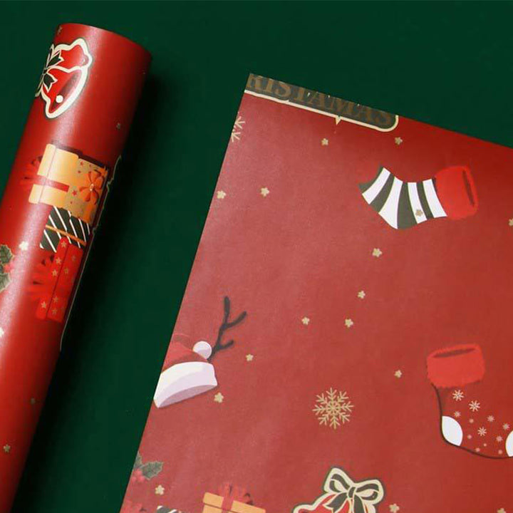 5pcs Christmas Theme Cartoon Pattern Printed Wrapping Paper Holiday Gift