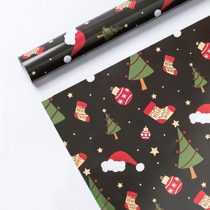 5pcs Warm Christmas Theme Cartoon Pattern Wrapping Paper Holiday Gift