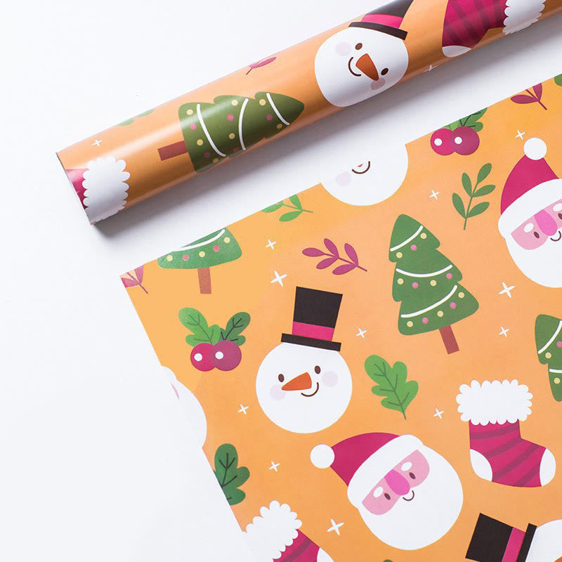 5pcs Warm Christmas Theme Cartoon Pattern Wrapping Paper Holiday Gift