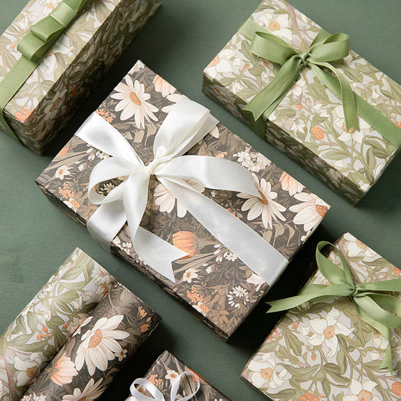 Spring Plant Theme Blooming Flower Printed Wrapping Paper Holiday Gift