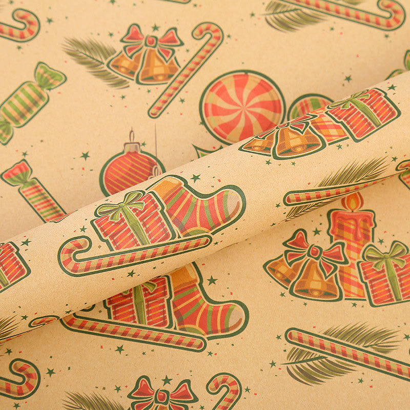 Santa Kitty Theme Cartoon Pattern Printed Wrapping Paper Holiday Gift