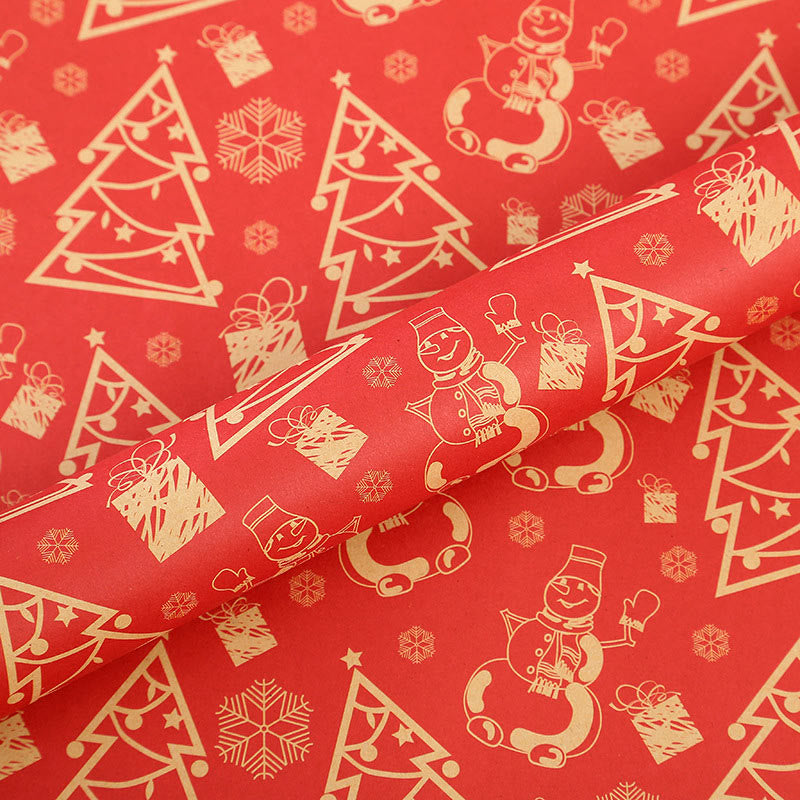 Vintage Christmas Theme Cartoon Pattern Printed Wrapping Paper Holiday Gift