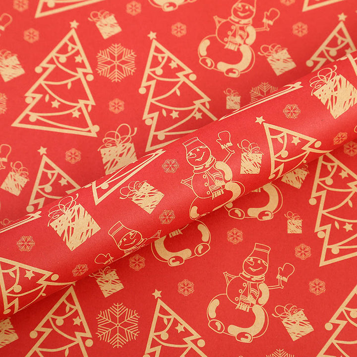 Vintage Christmas Theme Cartoon Pattern Printed Wrapping Paper Holiday Gift