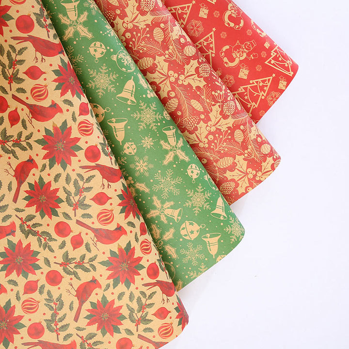 Vintage Christmas Theme Cartoon Pattern Printed Wrapping Paper Holiday Gift