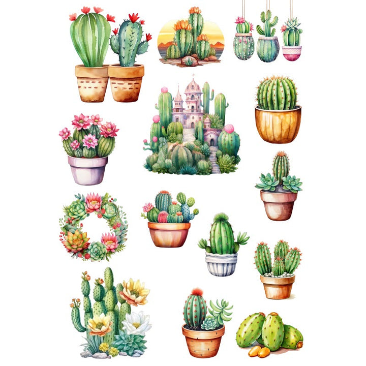 Desert Cactus Series Sticker For DIY Journal Decor