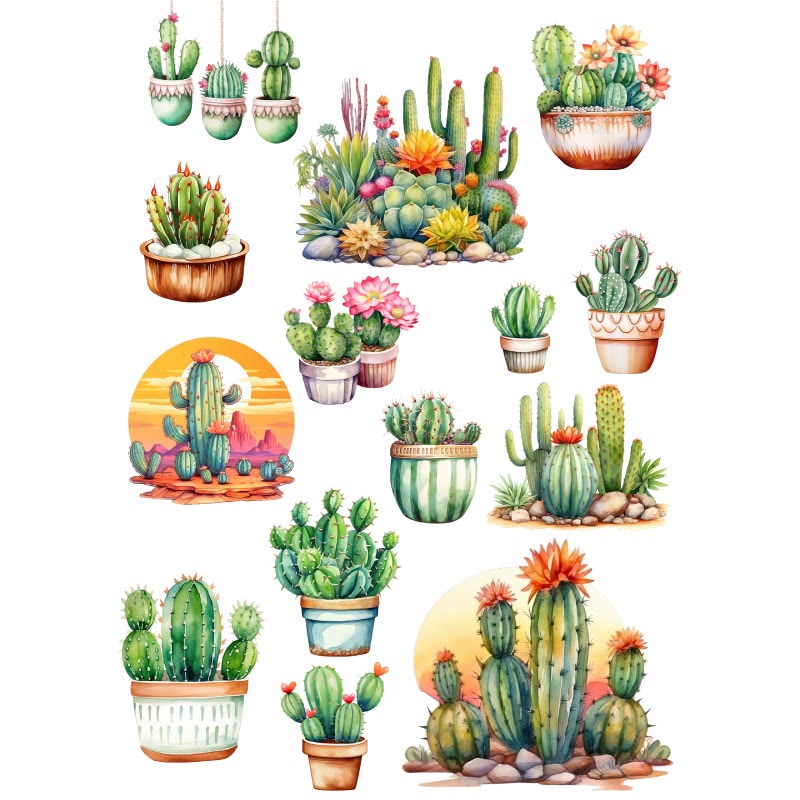 Desert Cactus Series Sticker For DIY Journal Decor