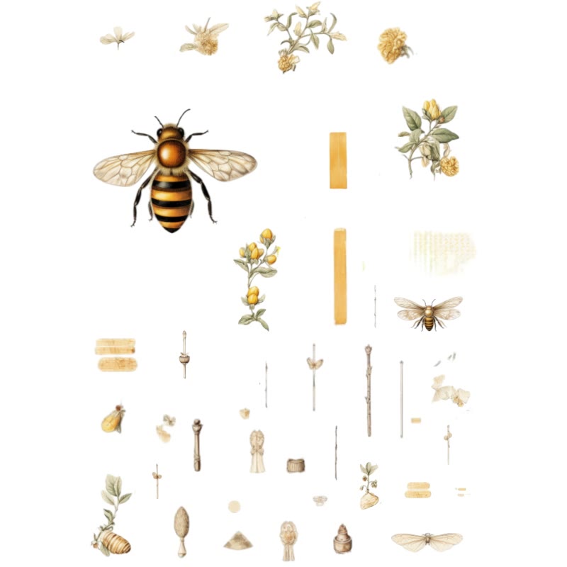 Industrious Little Bee Series Sticker For DIY Journal Decor