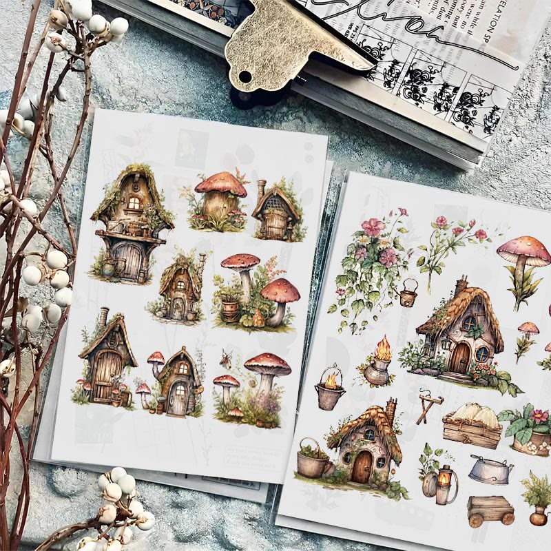 Mushroom House Series Sticker For DIY Journal Decor